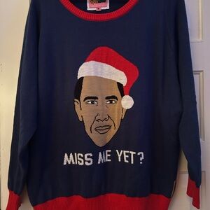 Tipsy Elves Blue Sweater with Santa Hat Design